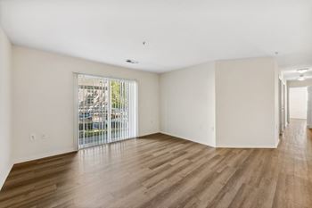 Wood-look flooring in kitchen and bathroom
